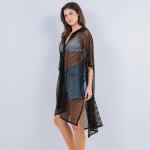 Wholesale oversized Collared Fishnet Jersey Cover Up One Fits Most Polyester