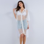 Wholesale oversized Collared Fishnet Jersey Cover Up One Fits Most Polyester