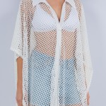 Wholesale oversized Collared Fishnet Jersey Cover Up One Fits Most Polyester