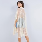 Wholesale oversized Collared Fishnet Jersey Cover Up One Fits Most Polyester