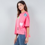 Wholesale oversized Cropped Boxy Tee Sequin Bows Polyester Dry Clean Only