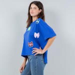 Wholesale oversized Cropped Boxy Tee Sequin Bows Polyester Dry Clean Only