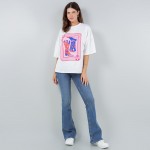 Wholesale cowboy Boot Card Rhinestone Border Graphic Tee Polyester Cotton Dry Cl
