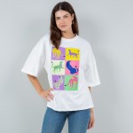 Pop Art Cheetahs Graphic Tee With Rhinestone Border

- 95% Polyester / 5% Cotton
- Dry Clean Only