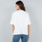 Wholesale oversized Cropped Boxy Tee Sequin Tigers Polyester Dry Clean Only