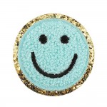 Wholesale chenille Smile Patch Glitter Edge D Iron Sew Application