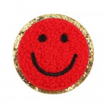 Wholesale chenille Smile Patch Glitter Edge D Iron Sew Application