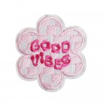 Wholesale embroidered Good Vibes Checker Flower Patch L Iron Sew Application