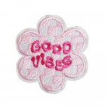 Embroidered 'Good Vibes' Checker Flower Patch 

- Approximately 2.25"L
- Iron-On / Sew-On Application 