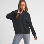 Wholesale women s Scuba Quarter Zip Up Hoodie Pack cuffed trim Kangaroo pocket T