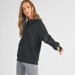 Wholesale women s Scuba Quarter Zip Up Hoodie Pack cuffed trim Kangaroo pocket T