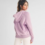 Wholesale women s Scuba Quarter Zip Up Hoodie Pack cuffed trim Kangaroo pocket T