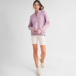 Wholesale women s Scuba Quarter Zip Up Hoodie Pack cuffed trim Kangaroo pocket T