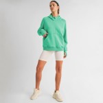 Wholesale women s Scuba Quarter Zip Up Hoodie Pack cuffed trim Kangaroo pocket T