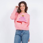 Wholesale soft Knit Tinsel Christmas Tree Sweater Long Sleeve Polyester Acrylic