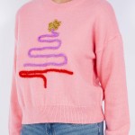 Wholesale soft Knit Tinsel Christmas Tree Sweater Long Sleeve Polyester Acrylic