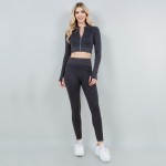 Mineral Washed Zipper Jacket & Pants Active Set

- Ribbed Slimming Fit
- High Waisted Leggings
- Cropped Jacket
- 92% Nylon 8% Spandex