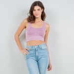 Mineral Washed Cropped Tank Top 

- Ribbed Slimming Fit
- No Padding
- 92% Nylon 8% Spandex


