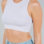 Wholesale mineral Washed Crop Tank Top Pack Ribbed Slimming Fit No Padding Nylon