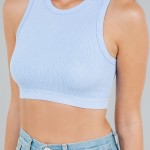 Wholesale mineral Washed Crop Tank Top Pack Ribbed Slimming Fit No Padding Nylon