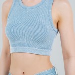 Wholesale mineral Washed Crop Tank Top Pack Ribbed Slimming Fit No Padding Nylon