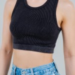 Wholesale mineral Washed Crop Tank Top Pack Ribbed Slimming Fit No Padding Nylon