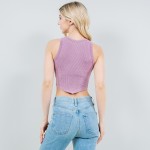 Wholesale mineral Washed Crop Tank Top V Cut Bottom Pack Ribbed Slimming Fit No