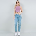 Wholesale mineral Washed Crop Tank Top V Cut Bottom Pack Ribbed Slimming Fit No