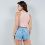 Wholesale mineral Washed Crop Tank Top V Cut Bottom Pack Ribbed Slimming Fit No