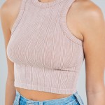 Wholesale mineral Washed Tank Top Pack Hip Ribbed Slimming Fit No Padding Nylon