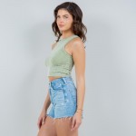 Wholesale mineral Washed Tank Top Pack Hip Ribbed Slimming Fit No Padding Nylon