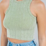 Wholesale mineral Washed Tank Top Pack Hip Ribbed Slimming Fit No Padding Nylon