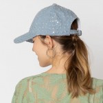 Wholesale do Everything Love Distressed Sequin Baseball Cap One Fits Most Cotton