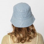 Wholesale do Everything Love Distressed Denim Bucket Hat Sequin Details One Fits