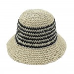 Wholesale do Everything Love Woven Straw Bucket Hat Thin Stripe Details One Fits