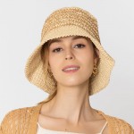 Wholesale do Everything Love Woven Straw Bucket Hat Thin Stripe Details One Fits