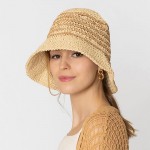 Wholesale do Everything Love Woven Straw Bucket Hat Thin Stripe Details One Fits