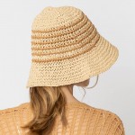 Wholesale do Everything Love Woven Straw Bucket Hat Thin Stripe Details One Fits