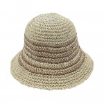 Wholesale do Everything Love Woven Straw Bucket Hat Thin Stripe Details One Fits