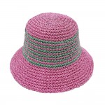 Wholesale do Everything Love Woven Straw Bucket Hat Thin Stripe Details One Fits