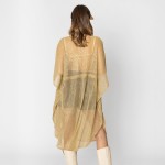 Wholesale do Everything Love Pleated Metallic Poncho Tassel Drawstring One Fits