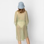 Wholesale do Everything Love Pleated Metallic Poncho Tassel Drawstring One Fits