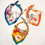 Wholesale floral Print Scarf Bandana Multi Use Scarf Bandana Bag Tie ETC L W Pol