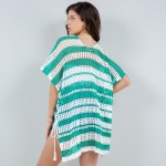 Wholesale v Neck Open Knit Poncho Lace Up Sides One Fits Most Polyester