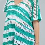 Wholesale v Neck Open Knit Poncho Lace Up Sides One Fits Most Polyester