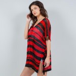 Wholesale v Neck Open Knit Poncho Lace Up Sides One Fits Most Polyester