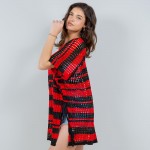 Wholesale v Neck Open Knit Poncho Lace Up Sides One Fits Most Polyester