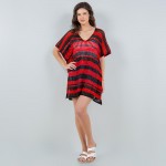 Wholesale v Neck Open Knit Poncho Lace Up Sides One Fits Most Polyester