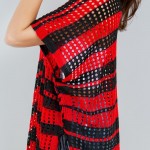 Wholesale v Neck Open Knit Poncho Lace Up Sides One Fits Most Polyester