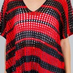 Wholesale v Neck Open Knit Poncho Lace Up Sides One Fits Most Polyester